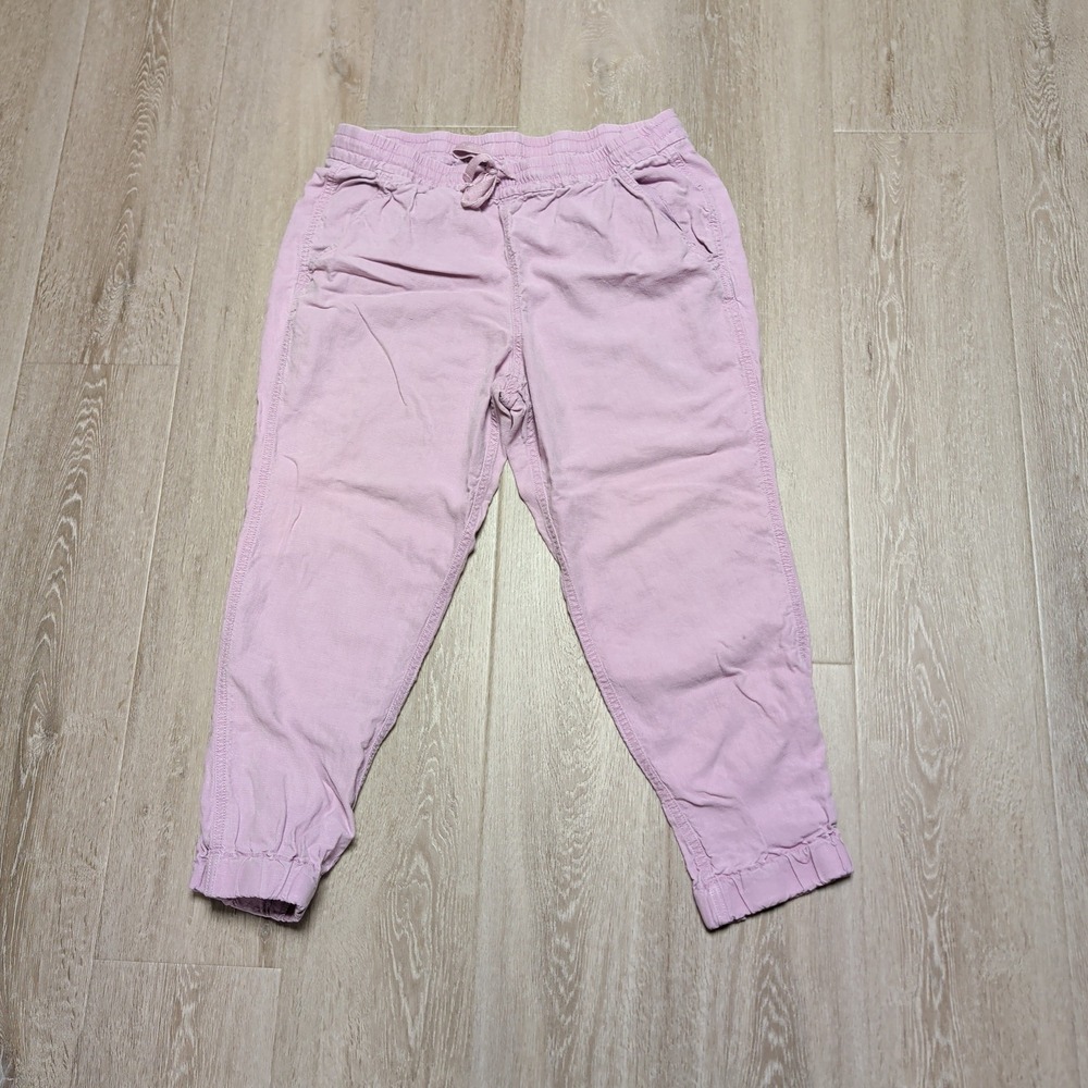 J.Crew Jogger Pants Women 10 Purple Lavender Linen Blend Elastic Waist Tapered